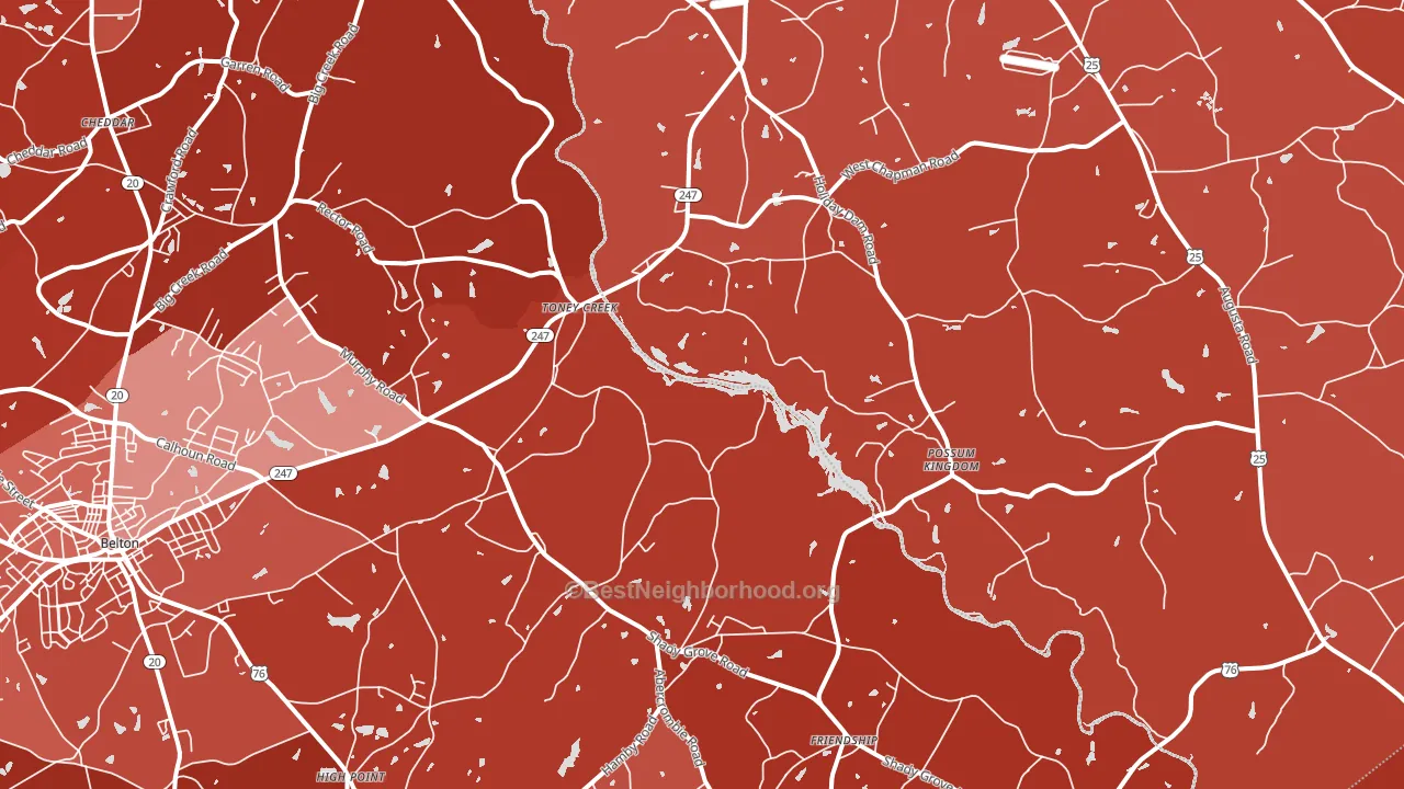 Toney Creek, SC block-group political-lean map