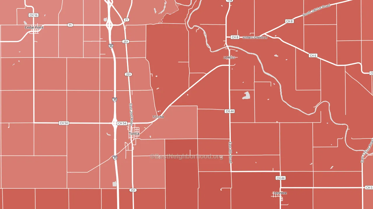 Tonica, IL block-group political-lean map