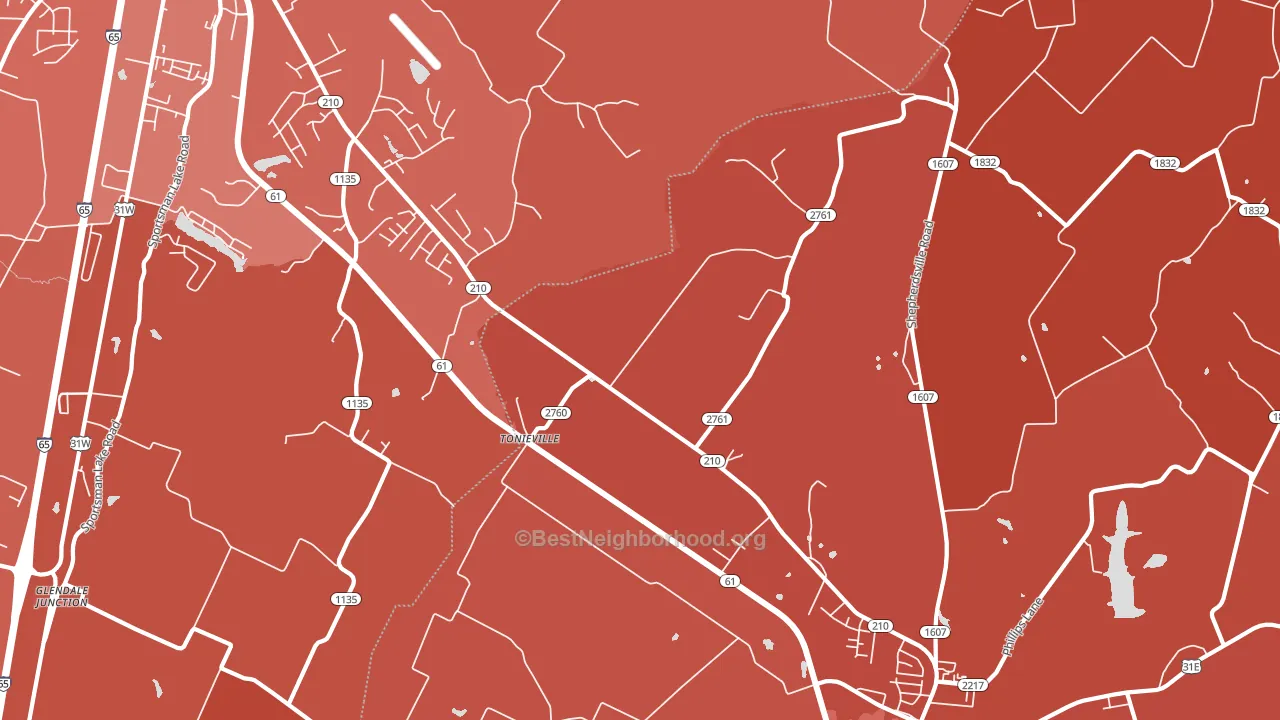Tonieville, KY block-group political-lean map