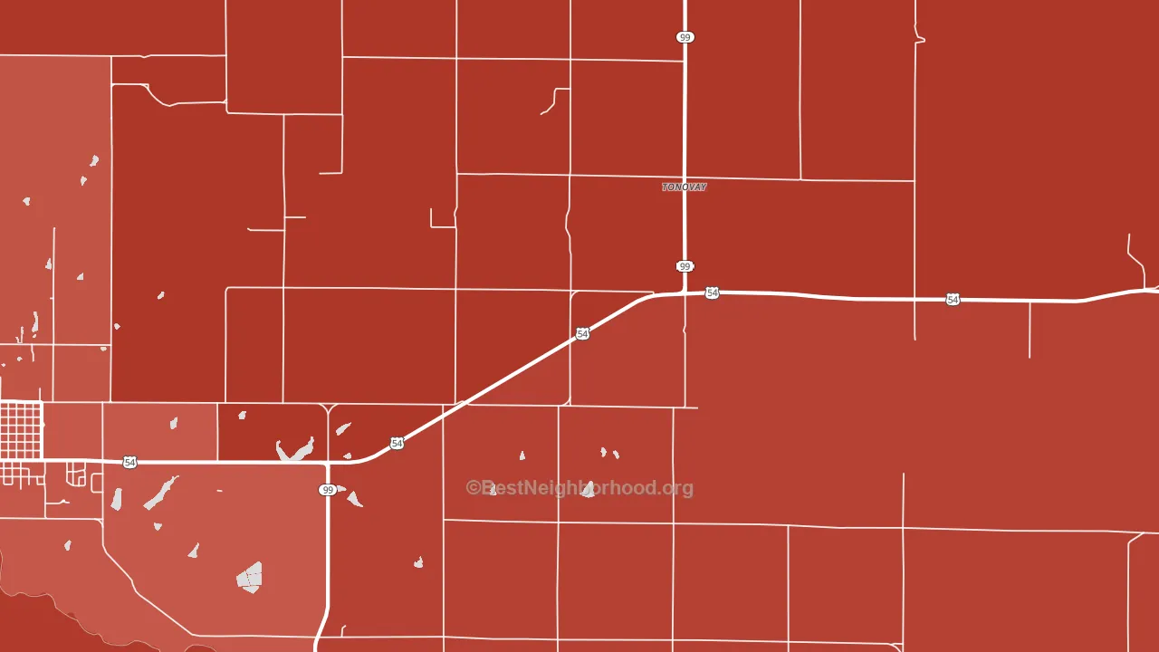 Tonovay, KS block-group political-lean map