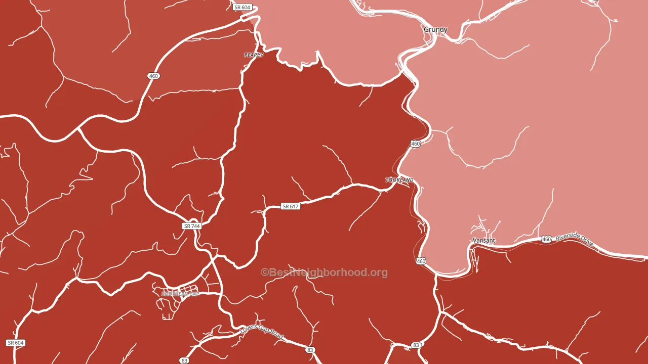 Tookland, VA block-group political-lean map