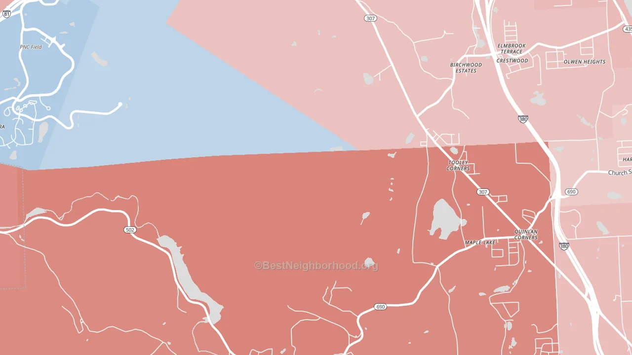 Tooley Corners, PA block-group political-lean map