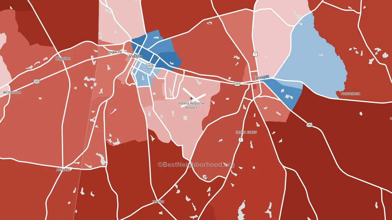 Toombs County, GA block-group political-lean map