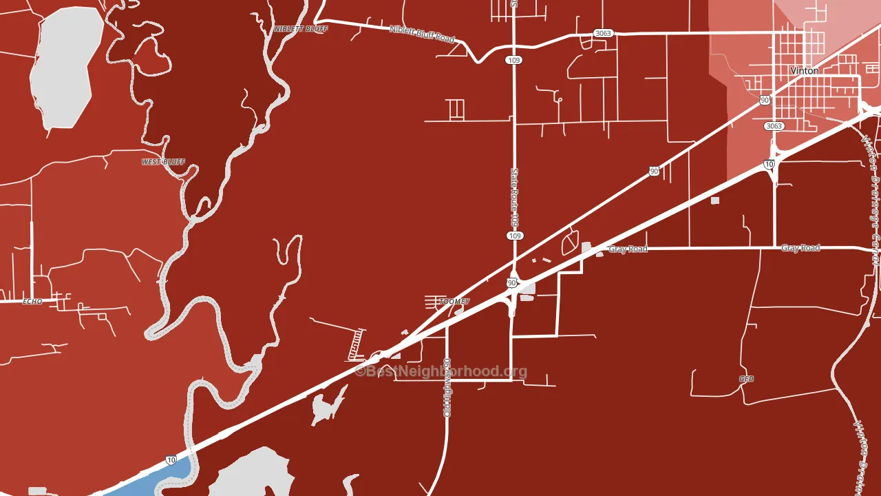 Toomey, LA block-group political-lean map