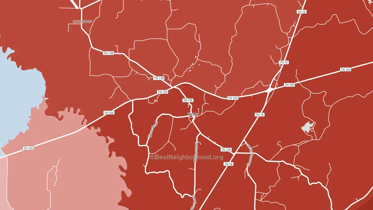 Toone, TN block-group political-lean map