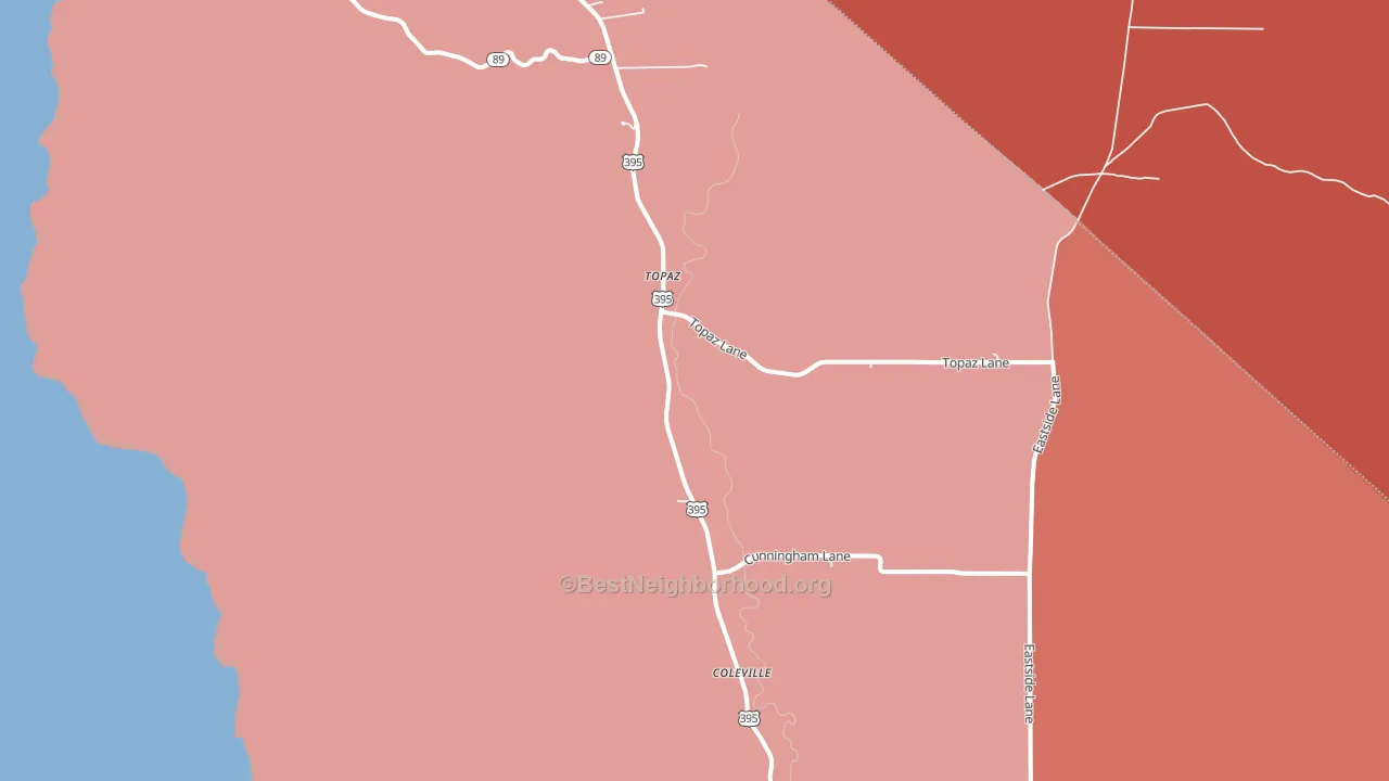 Topaz, CA block-group political-lean map