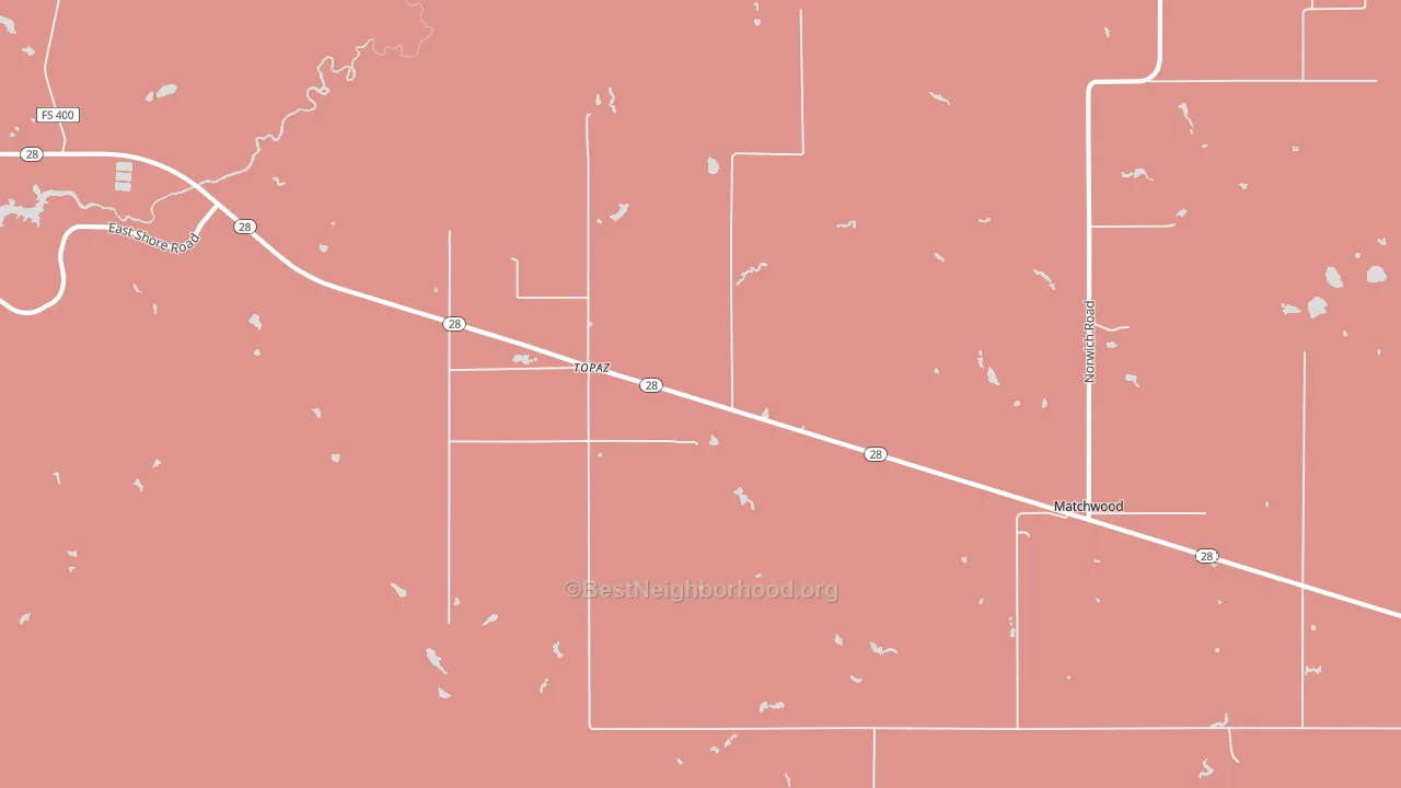 Topaz, MI block-group political-lean map