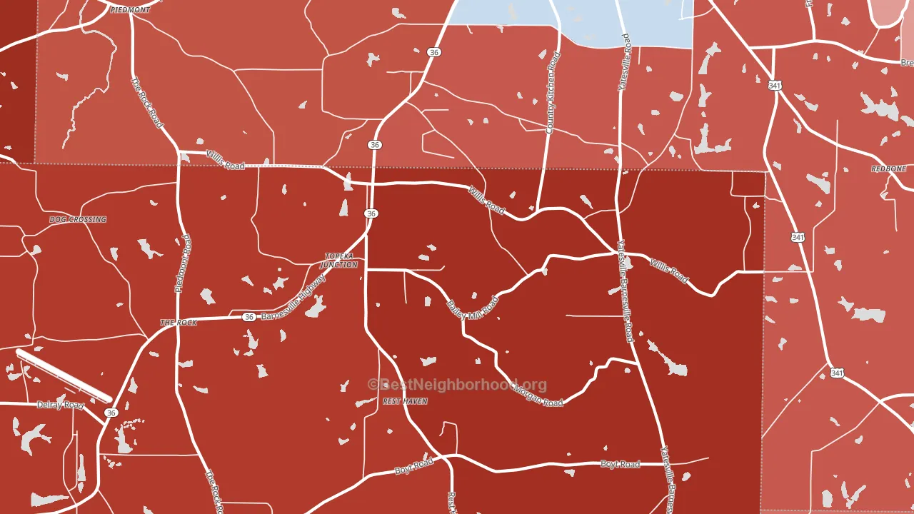 Topeka Junction, GA block-group political-lean map