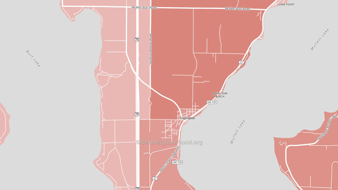 Topinabee, MI block-group political-lean map