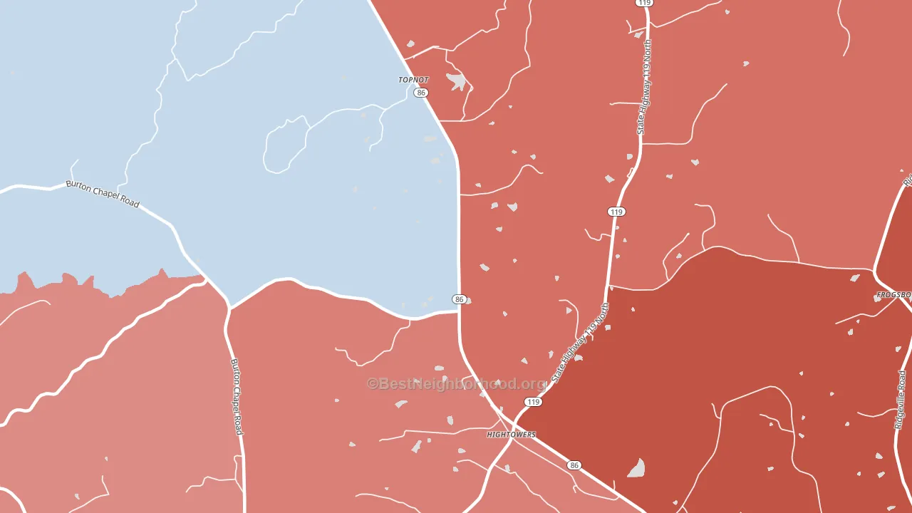 Topnot, NC block-group political-lean map