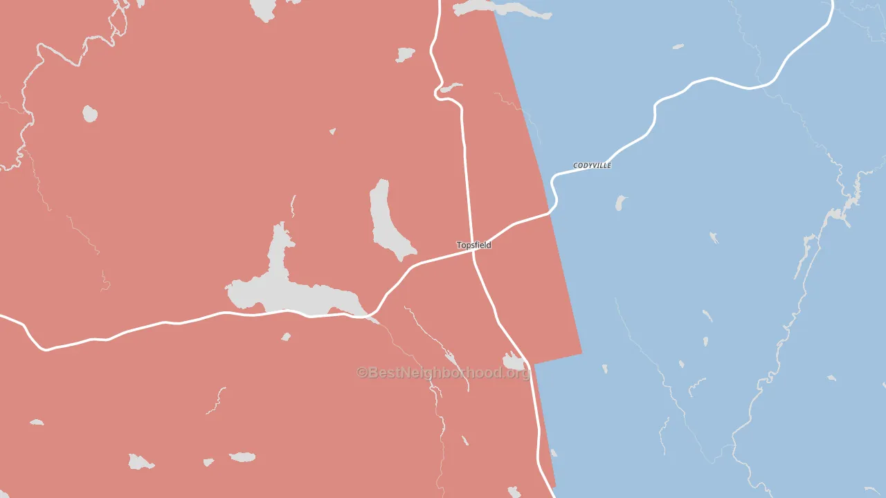 Topsfield, ME block-group political-lean map