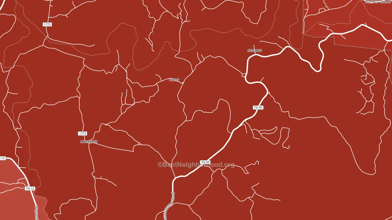 Topsy, TN block-group political-lean map