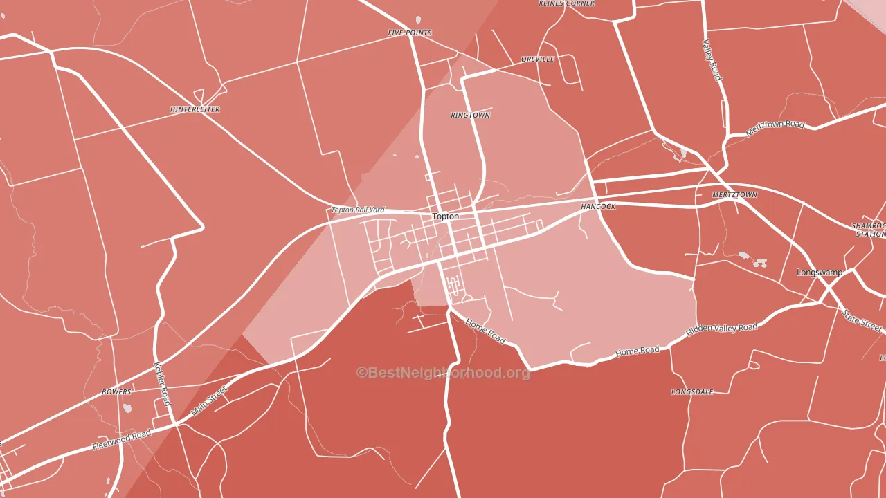 Topton, PA block-group political-lean map
