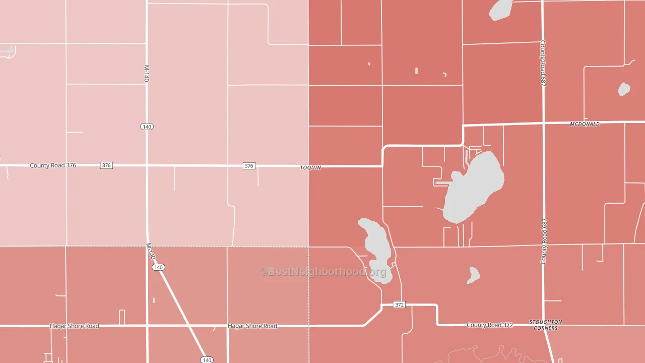 Toquin, MI block-group political-lean map
