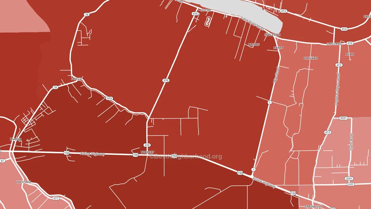 Torbert, LA block-group political-lean map