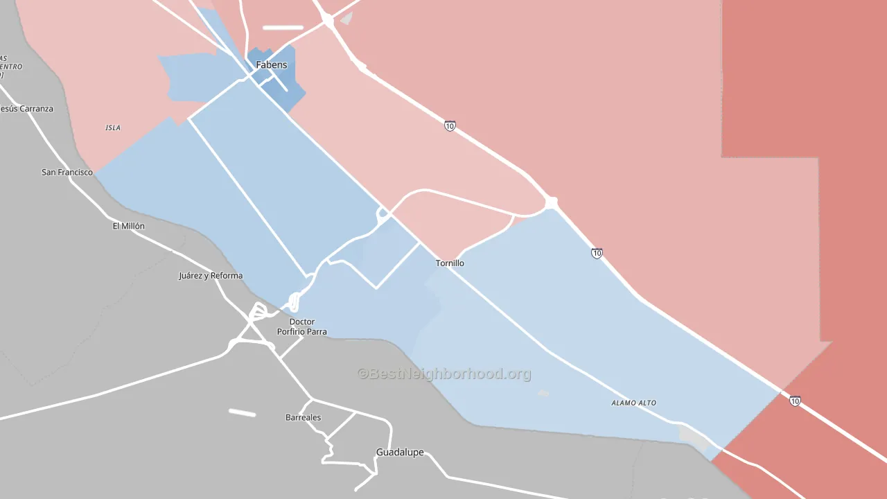 Tornillo, TX block-group political-lean map