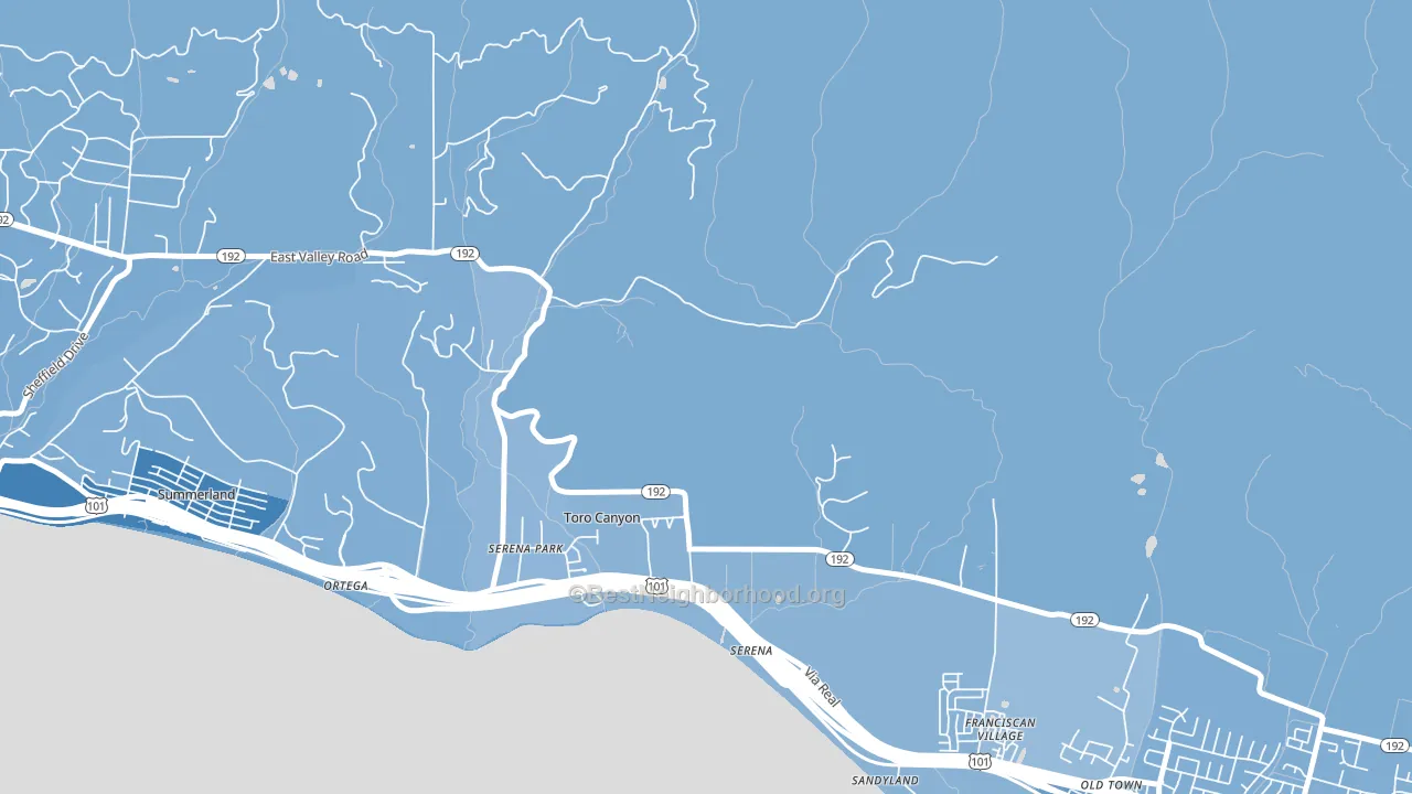 Toro Canyon, CA block-group political-lean map