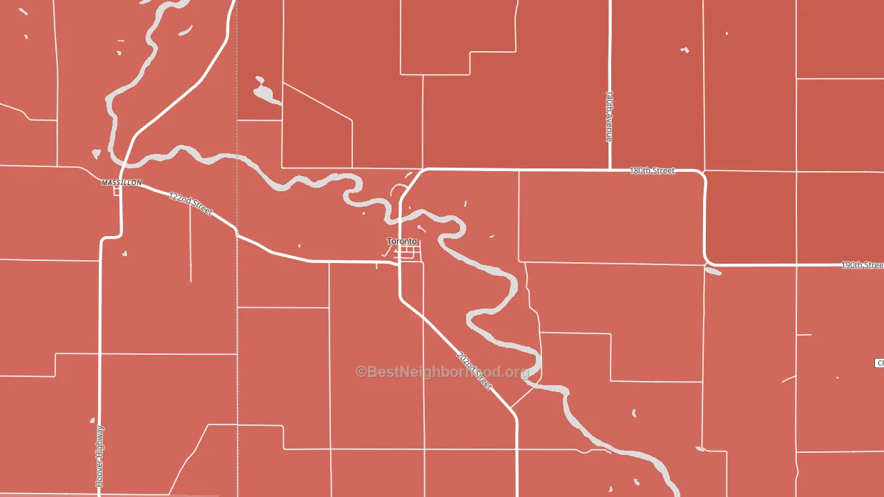 Toronto, IA block-group political-lean map