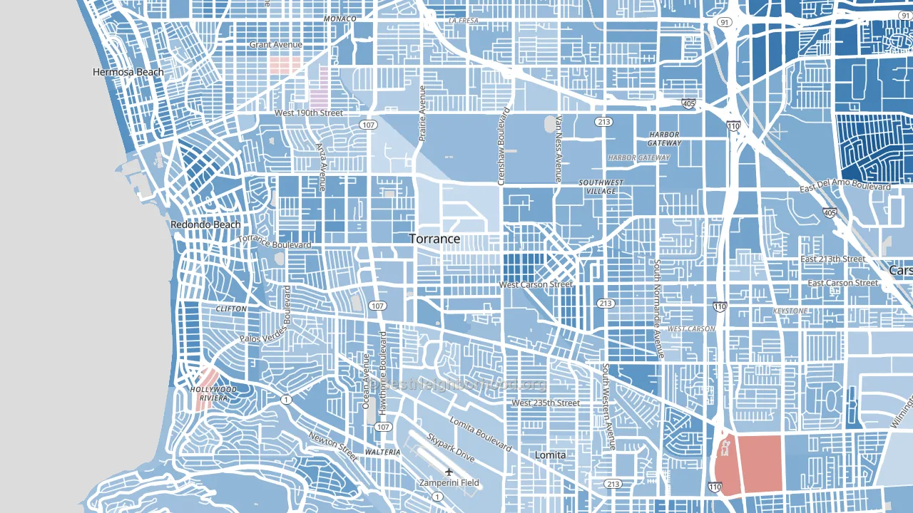 Torrance, CA block-group political-lean map