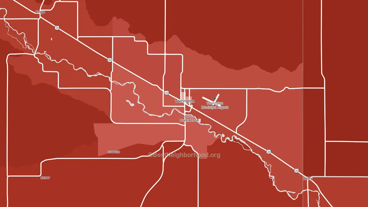 Torrington, WY block-group political-lean map