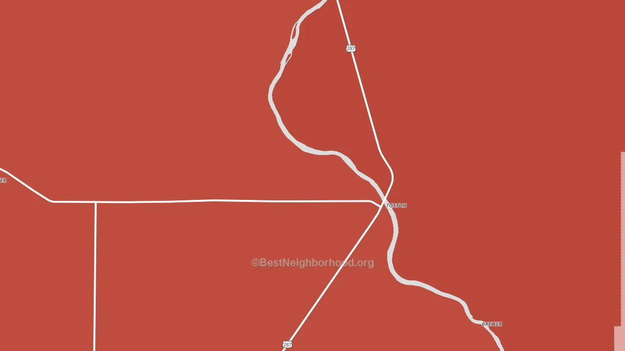 Toston, MT block-group political-lean map