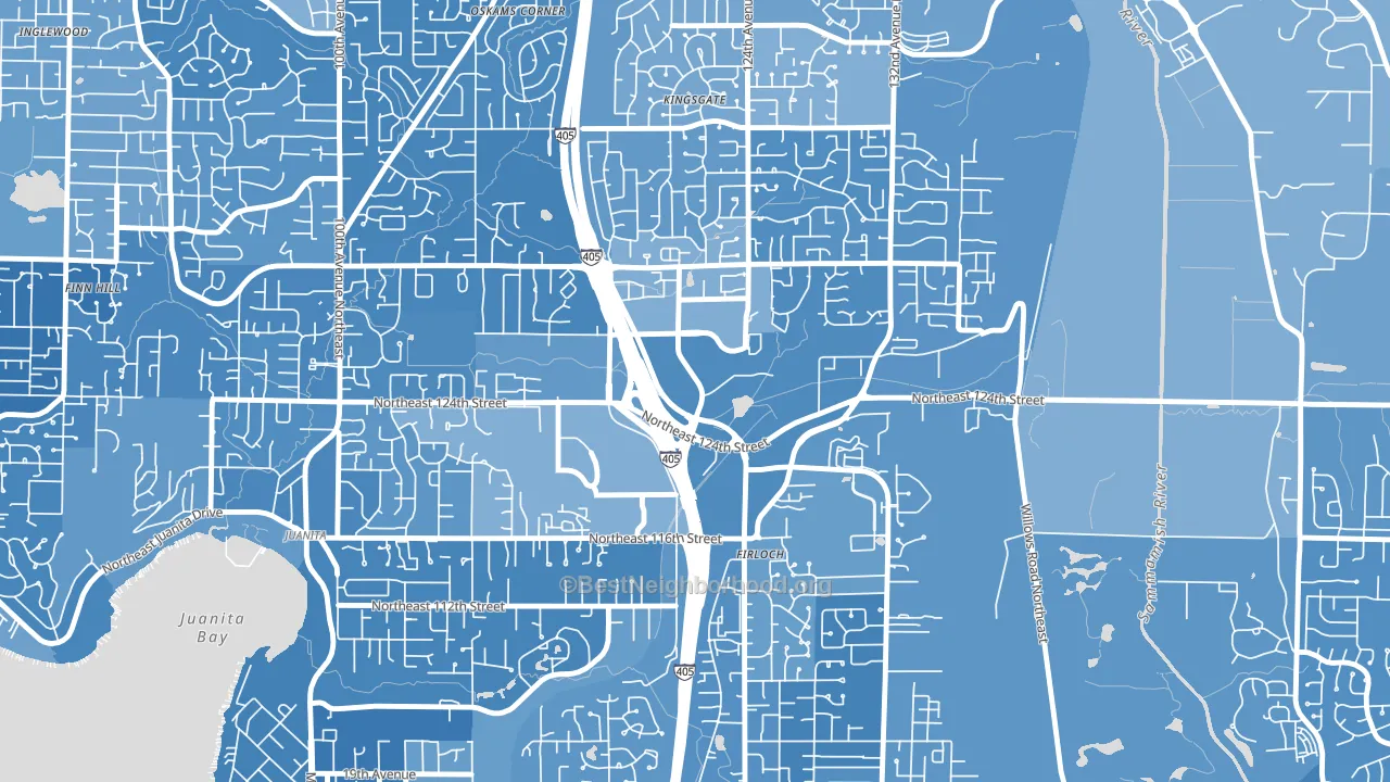 Totem Lake, Kirkland, WA block-group political-lean map