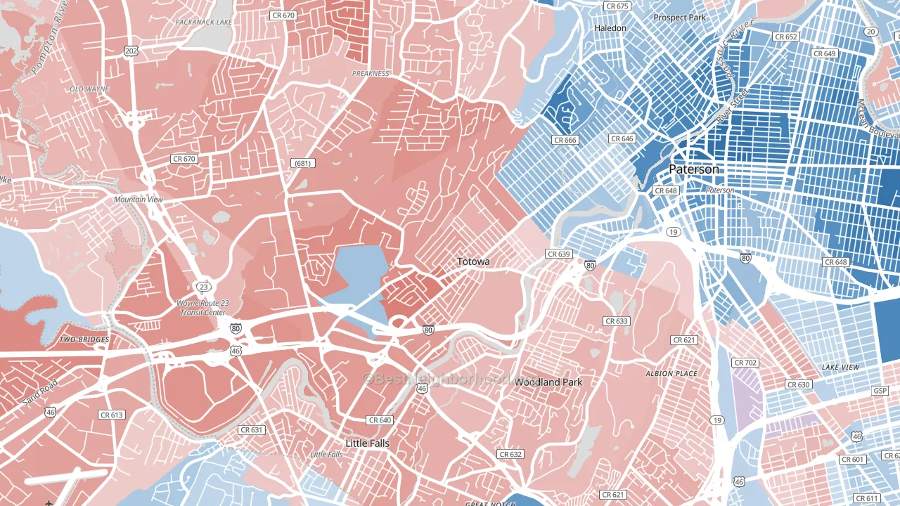 Totowa, NJ block-group political-lean map