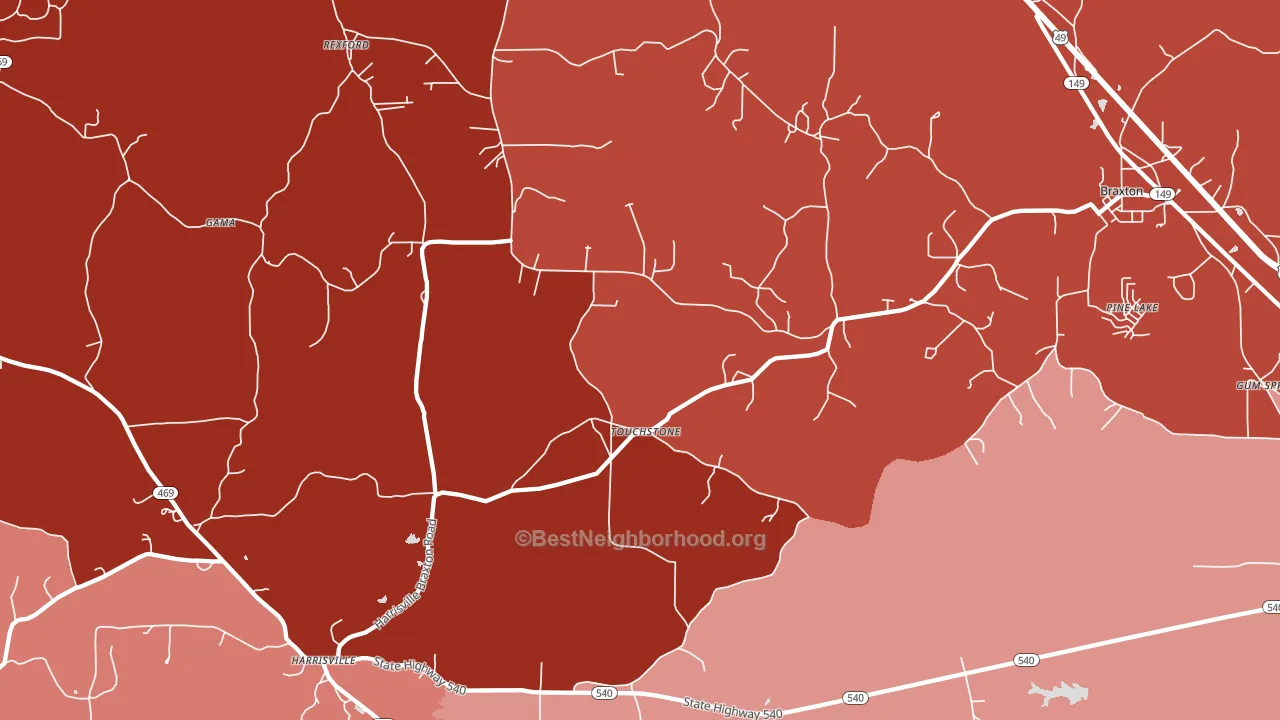 Touchstone, MS block-group political-lean map