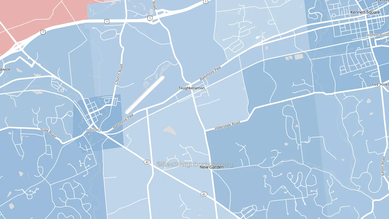 Toughkenamon, PA block-group political-lean map