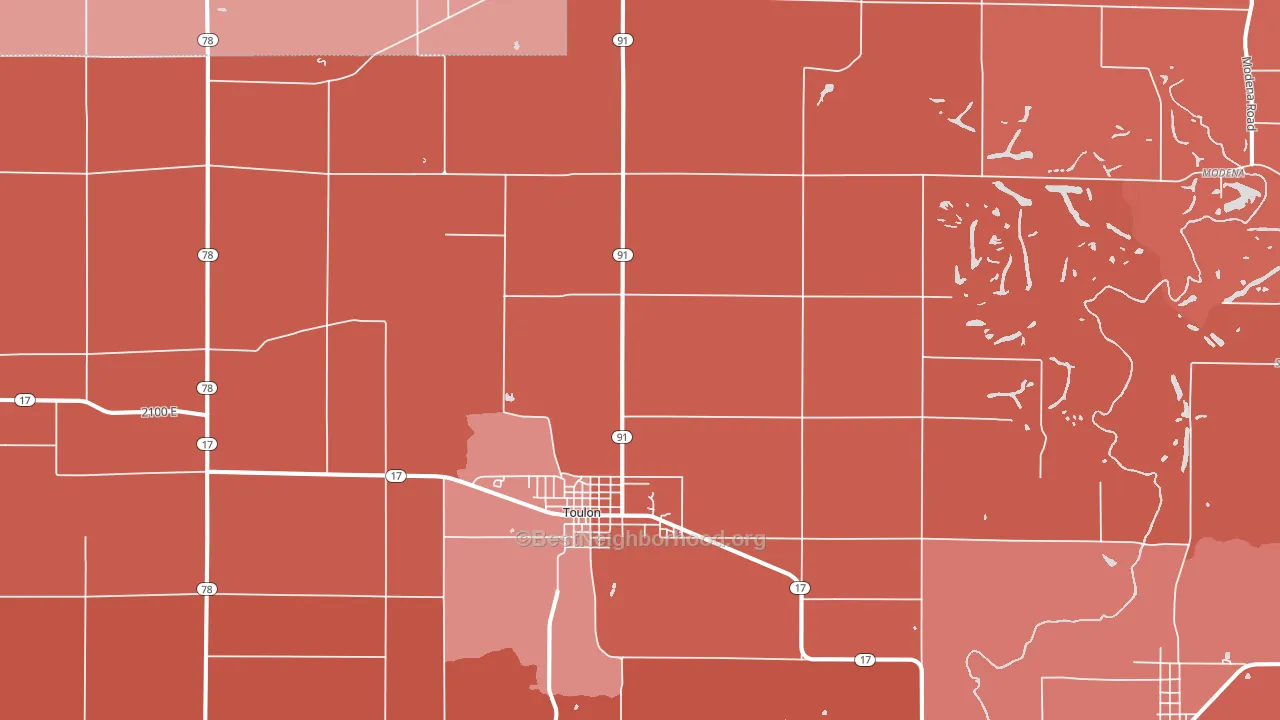Toulon, IL block-group political-lean map