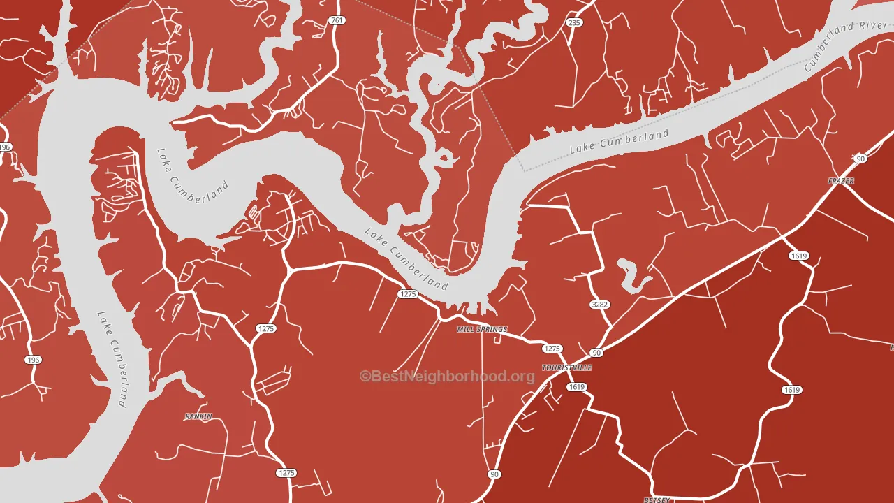 Touristville, KY block-group political-lean map