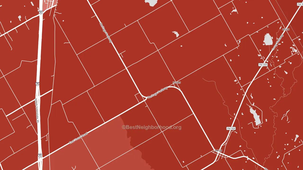 Tours, TX block-group political-lean map