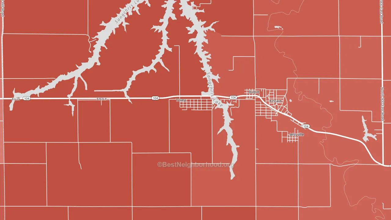 Tovey, IL block-group political-lean map