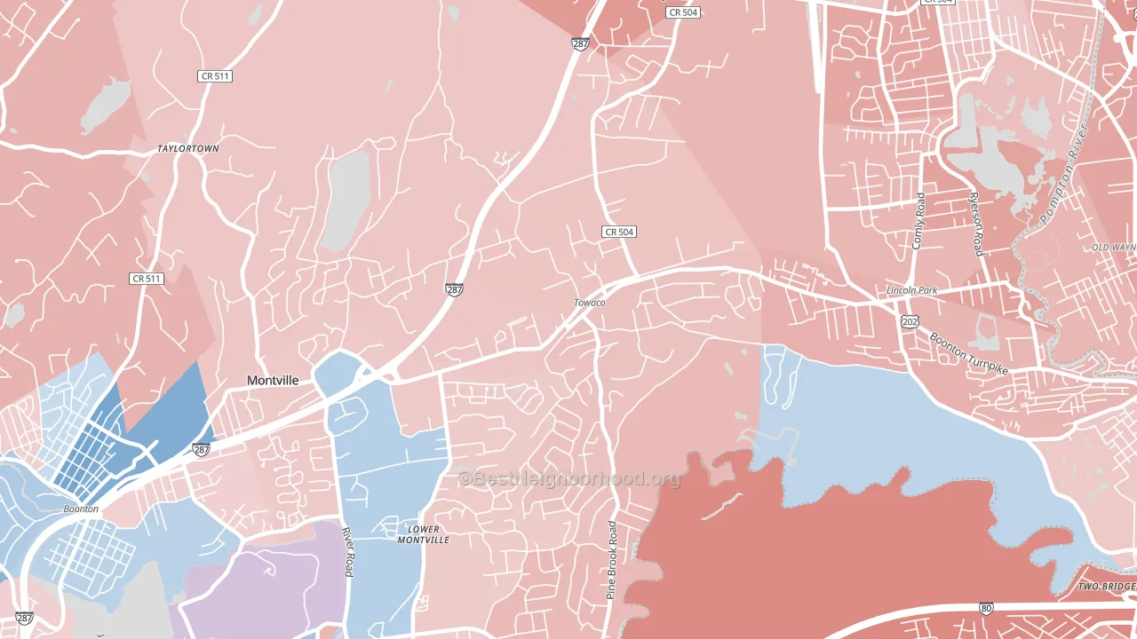 Towaco, NJ block-group political-lean map