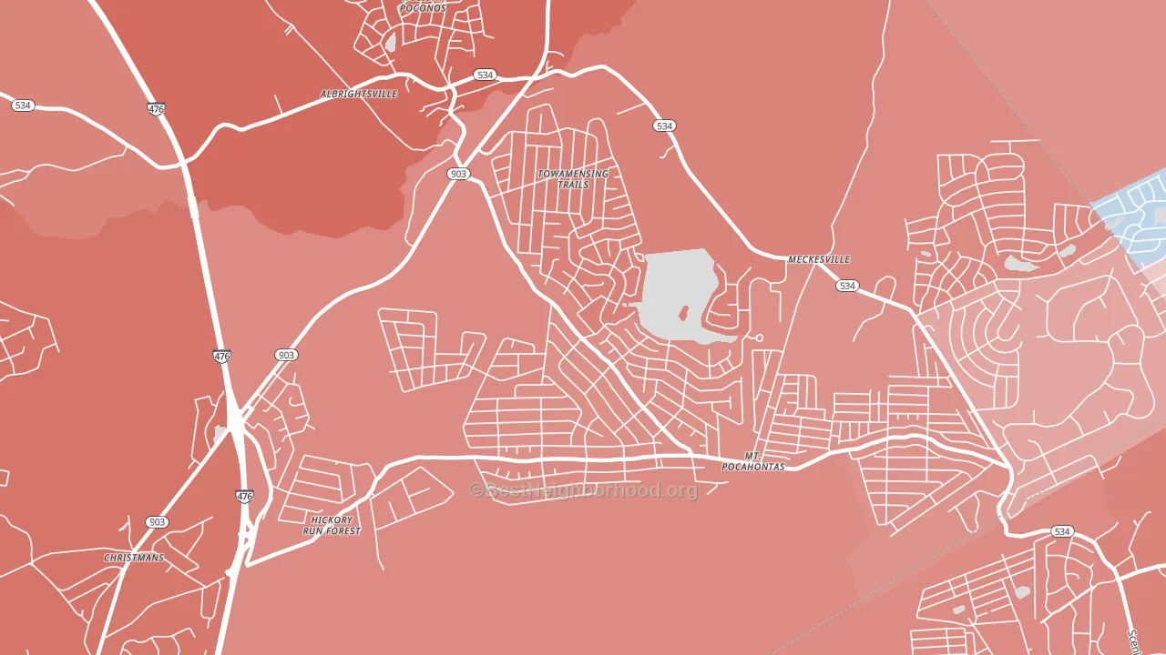 Towamensing Trails, PA block-group political-lean map