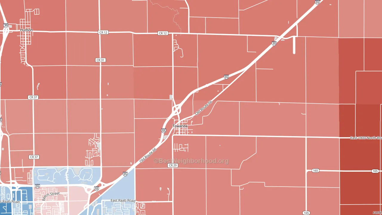 Towanda, IL block-group political-lean map