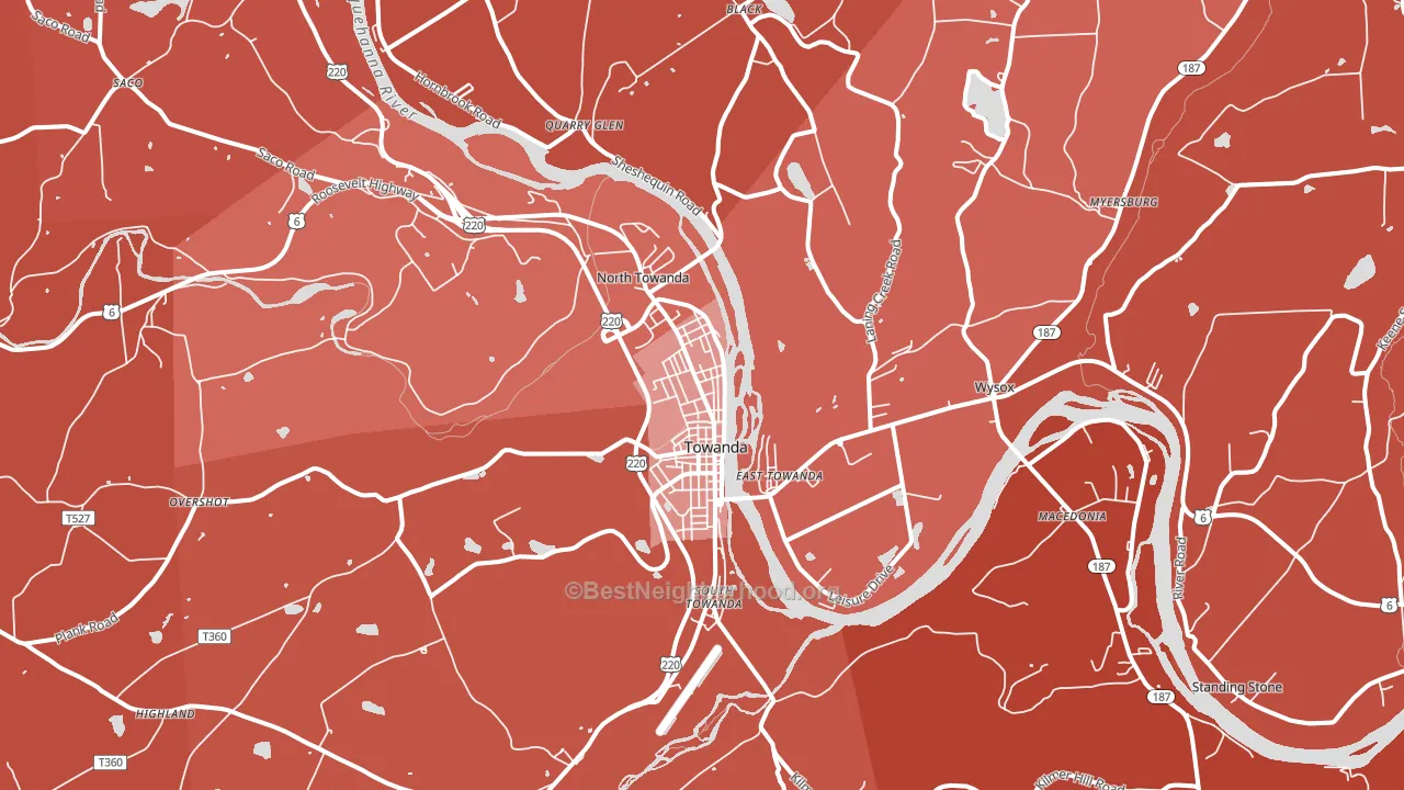 Towanda, PA block-group political-lean map