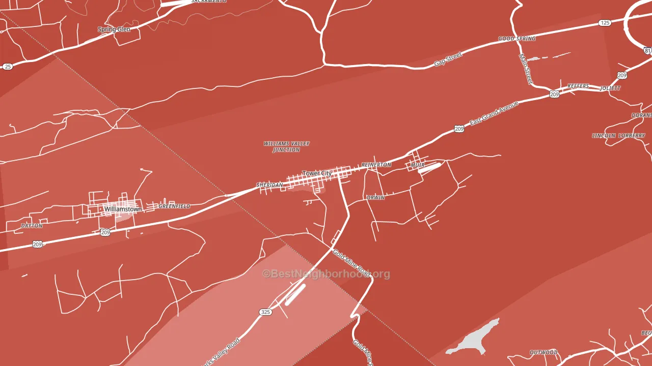 Tower City, PA block-group political-lean map