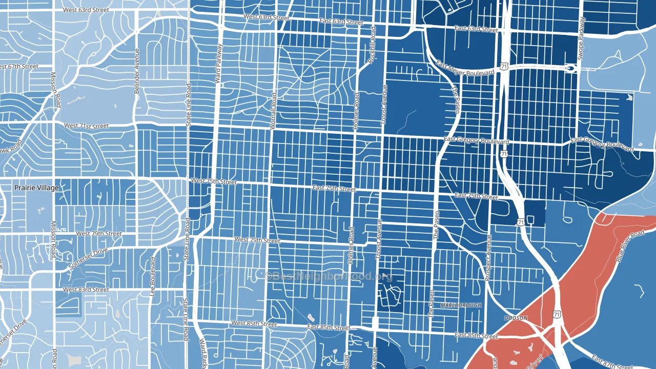 Tower Homes, Kansas City, MO block-group political-lean map