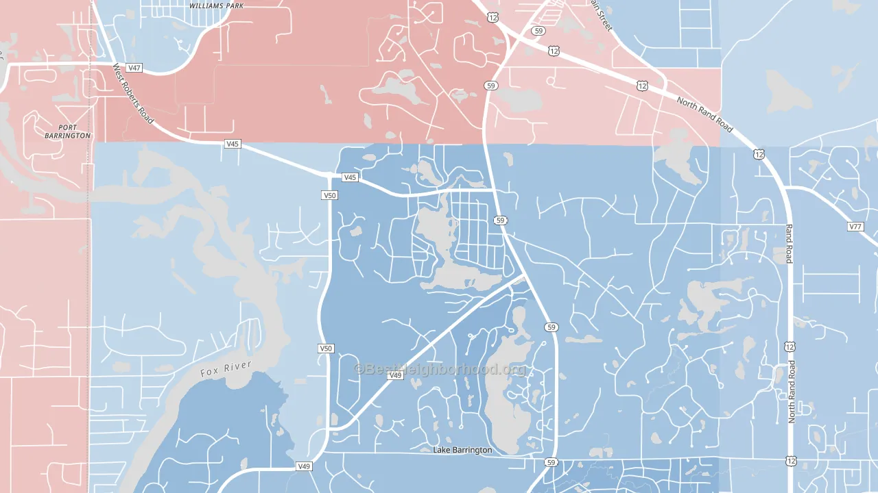 Tower Lakes, IL block-group political-lean map