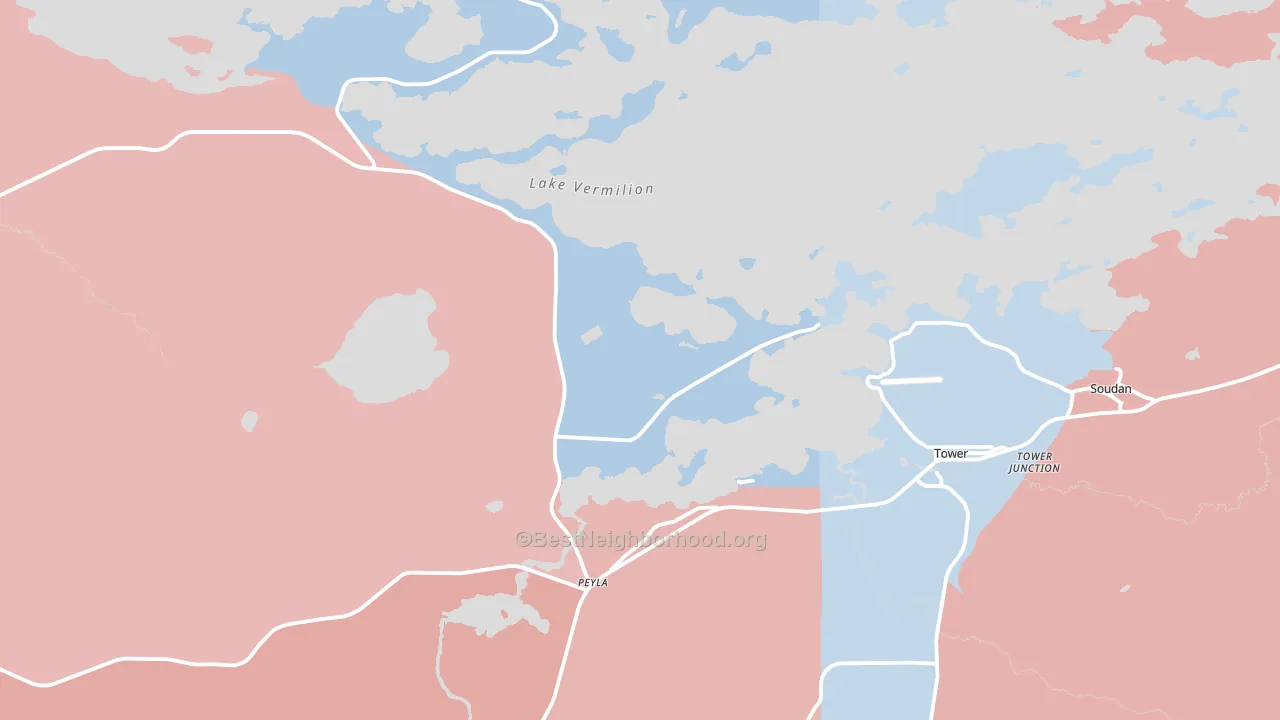 Tower, MN block-group political-lean map