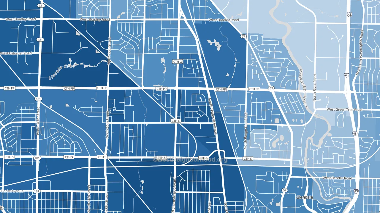 Town and Country Manor, Milwaukee, WI block-group political-lean map