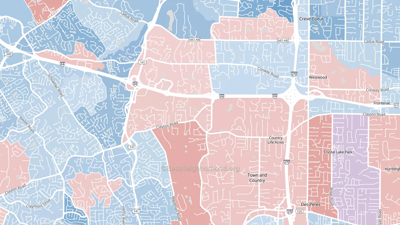 Town and Country, MO block-group political-lean map