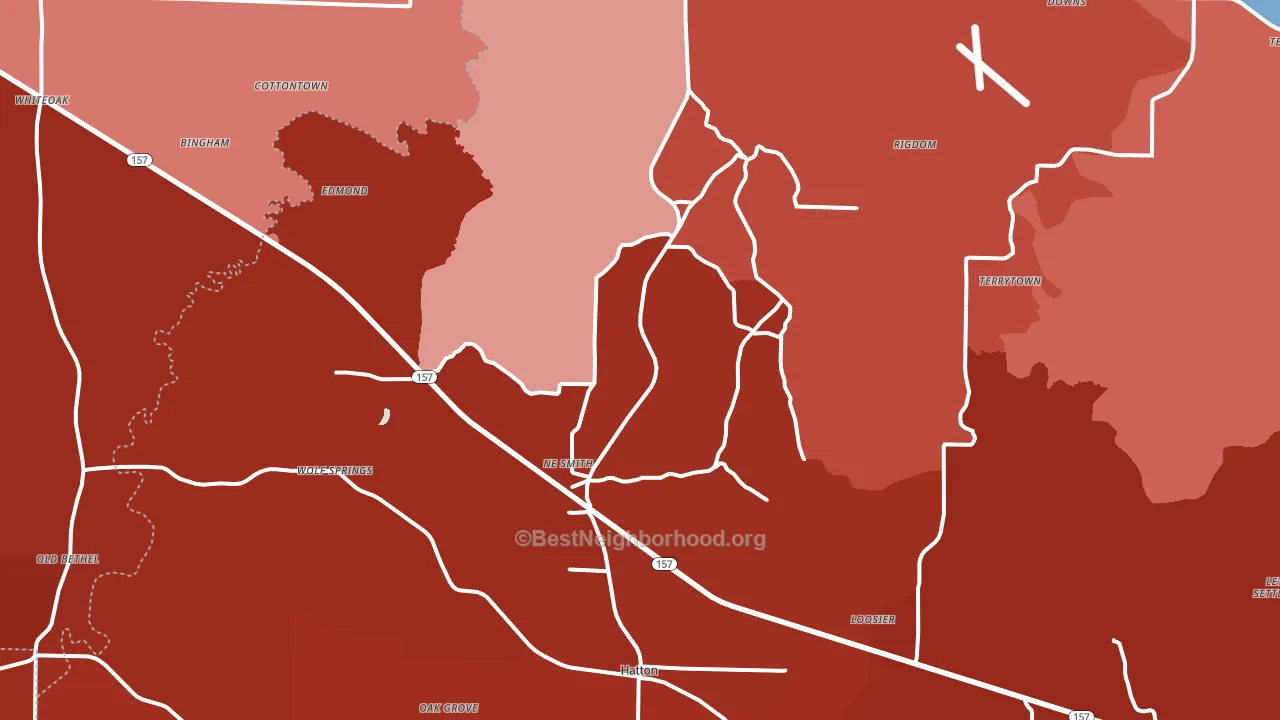 Town Creek, AL block-group political-lean map