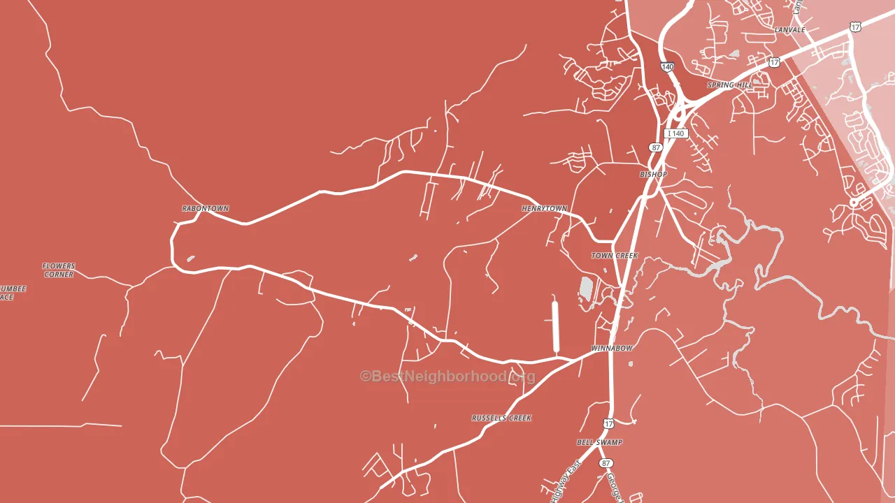Town Creek, NC block-group political-lean map
