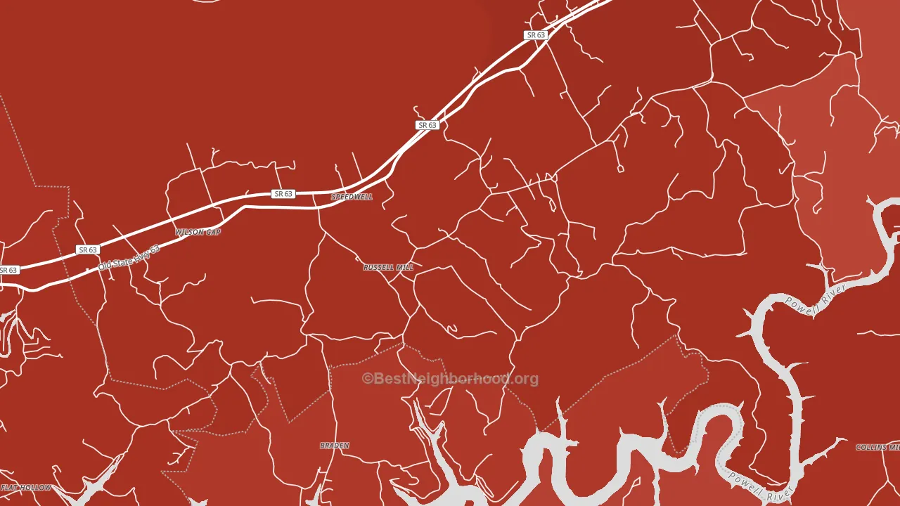 Town Creek, TN block-group political-lean map