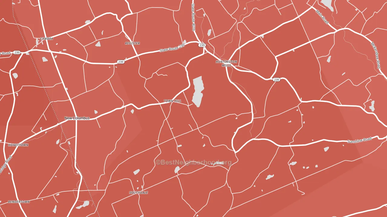 Town Hill, PA block-group political-lean map