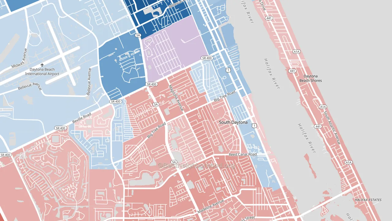 Town of Blake, South Daytona, FL block-group political-lean map