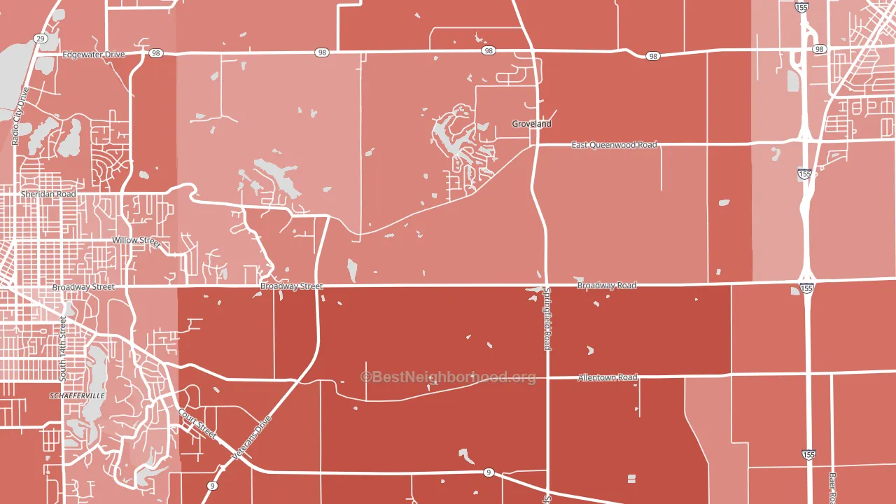 Towne Oaks, IL block-group political-lean map