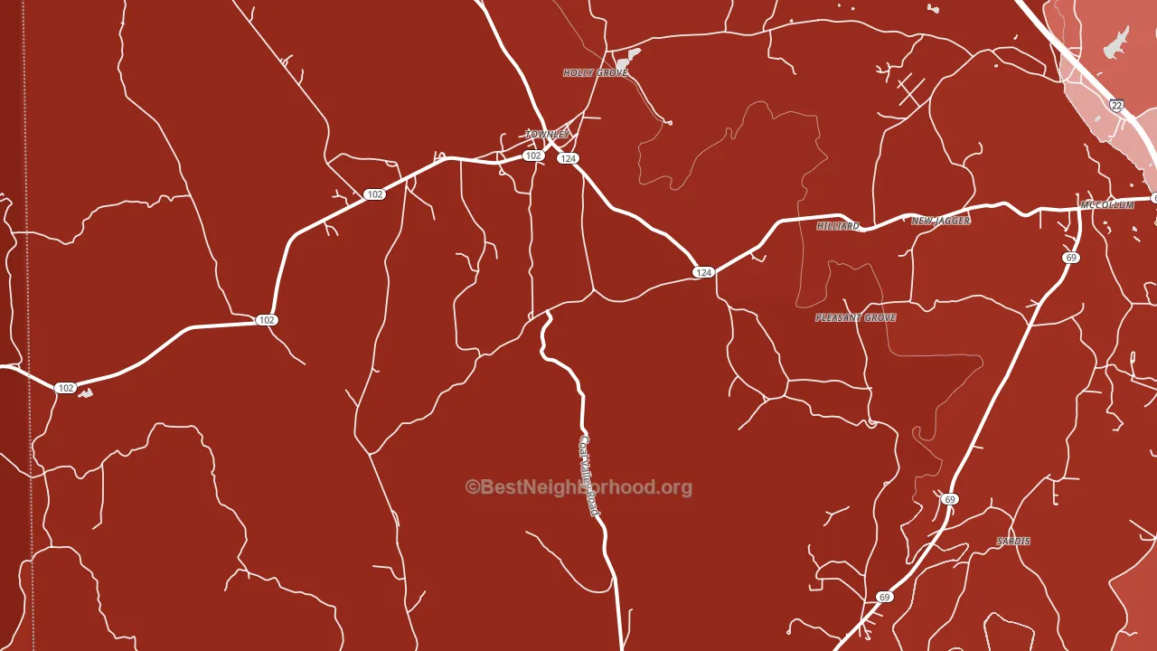 Townley, AL block-group political-lean map